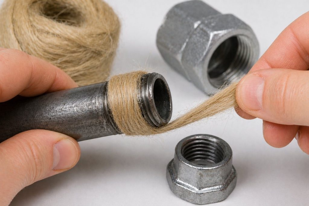 уплотнение резьбы льном