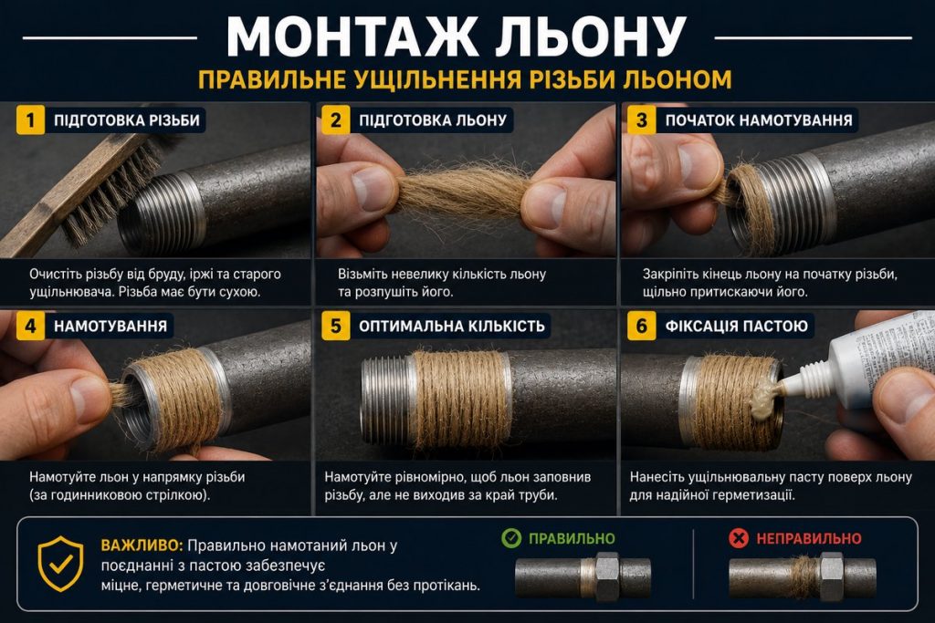 уплотнение льном