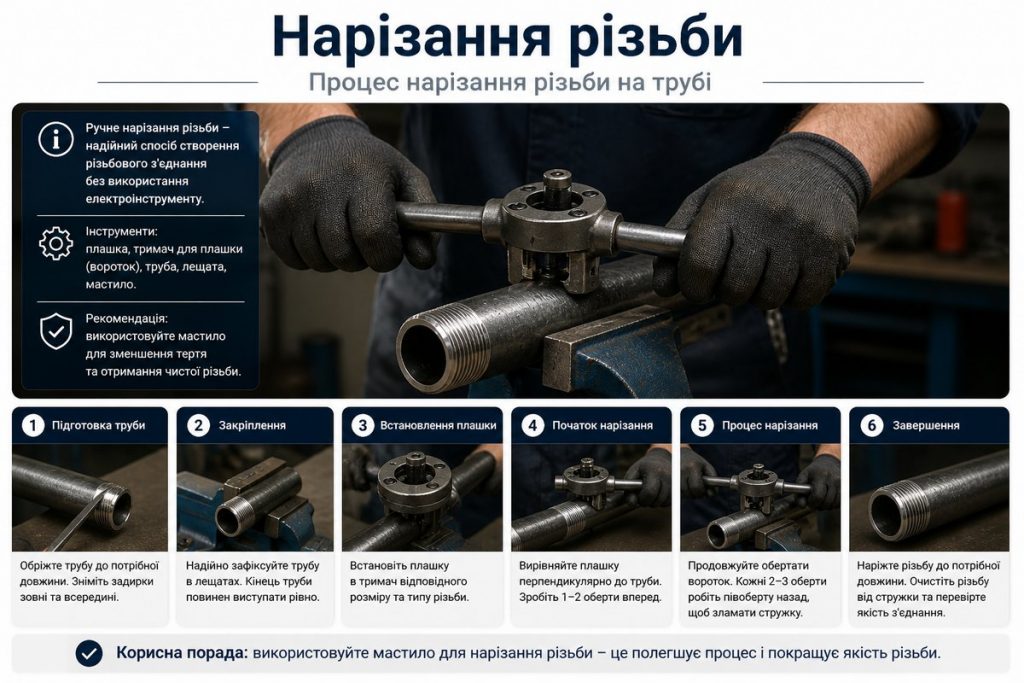 нарезание резьбы на трубе