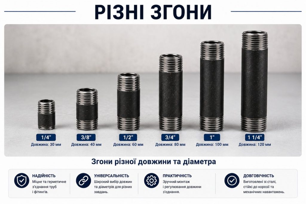 сгоны разной длины